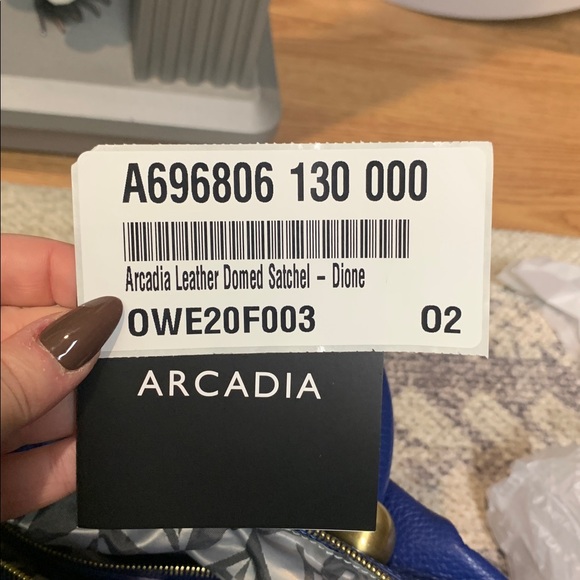 Arcadia Leather Domed Satchel - Dione qvc NEW Royal blue pebbled - Picture 9 of 9